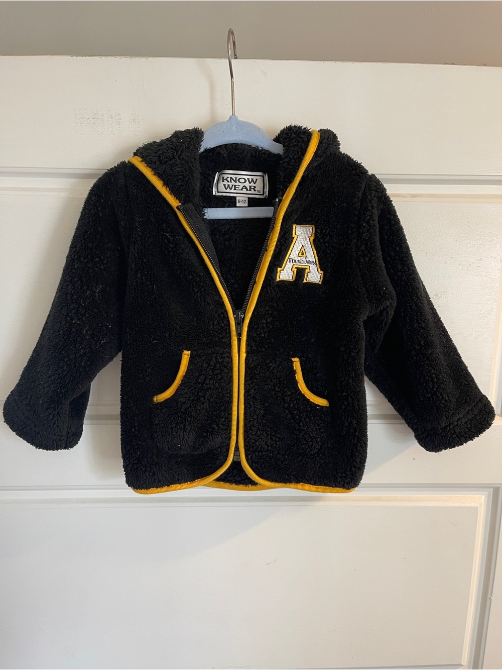 KnowWear Appalachian State Black Sherpa Hoodie with Yellow Trim